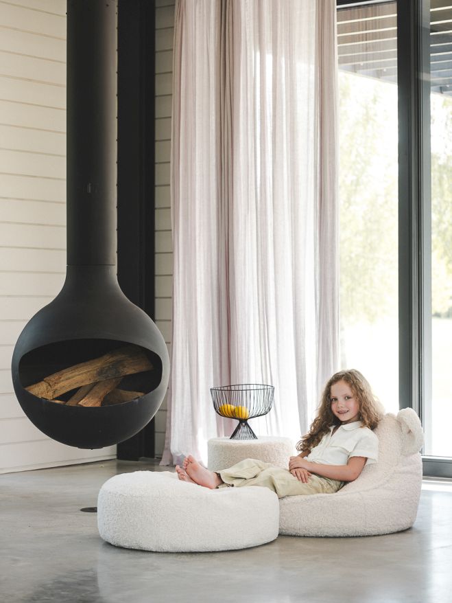 Kinder Ottomann Fußstütze Cremeweiß Wigiwama