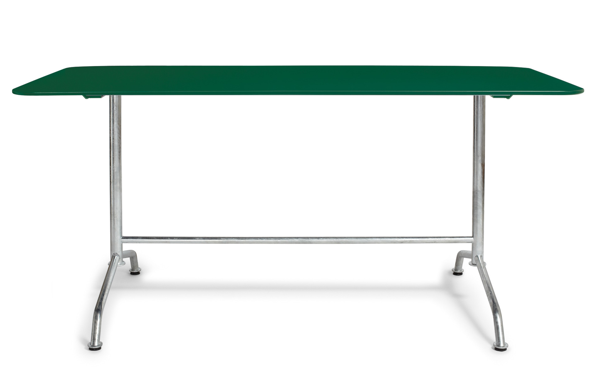 Haefeli Esstisch Outdoor: Grüner Gartentisch mit Stahlgestell für den Außenbereich.