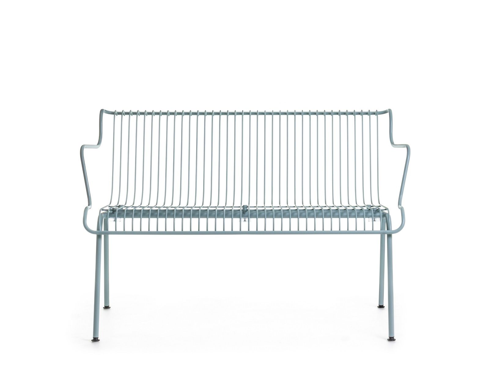 South Outdoor Bank von Magis, eine moderne Gartenbank aus blauem Metall.