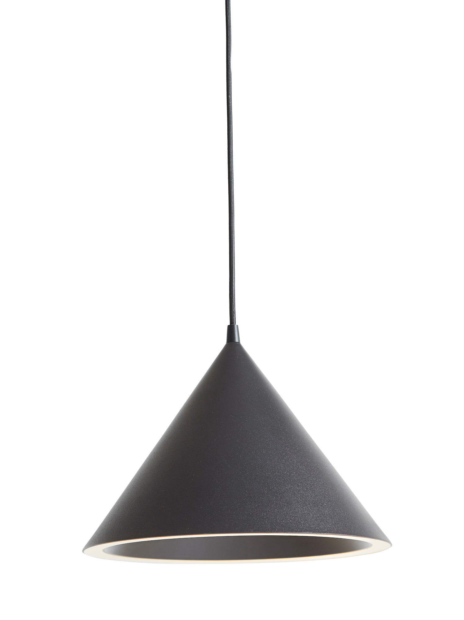 Annular Pendant Pendelleuchte in Schwarz: Kegelförmige Hängelampe mit minimalistischem Design und warmem Lichtschein.