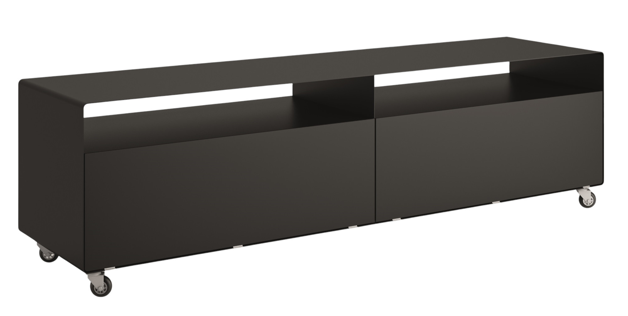 R110 Sideboard Müller Möbelfabrikation - QUICK SHIP RAL 9005 Tiefschwarz - Industrierollen