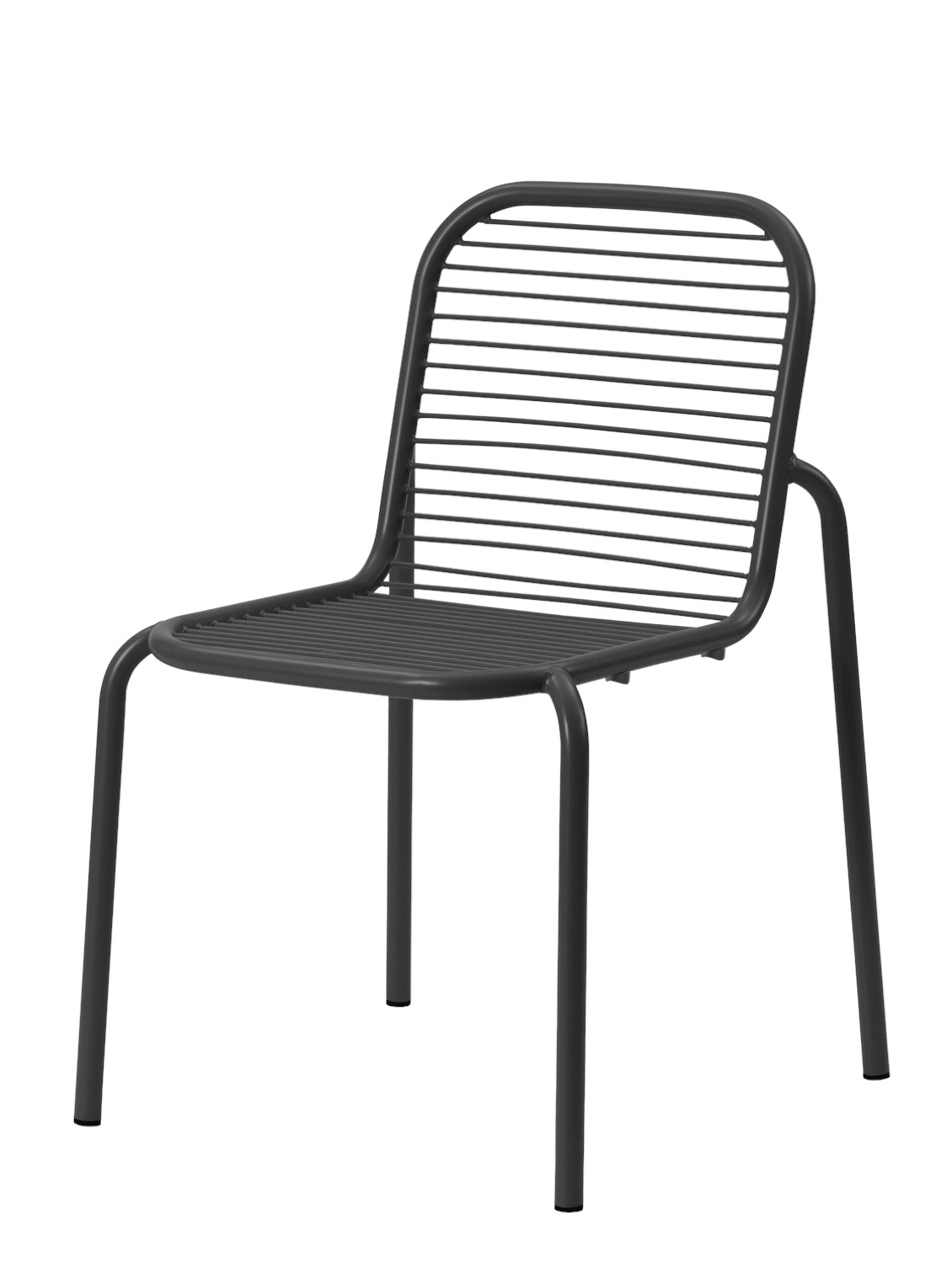 Vig Chair Stuhl von Normann Copenhagen, moderner Outdoor Stuhl aus pulverbeschichtetem Stahl in Anthrazit.