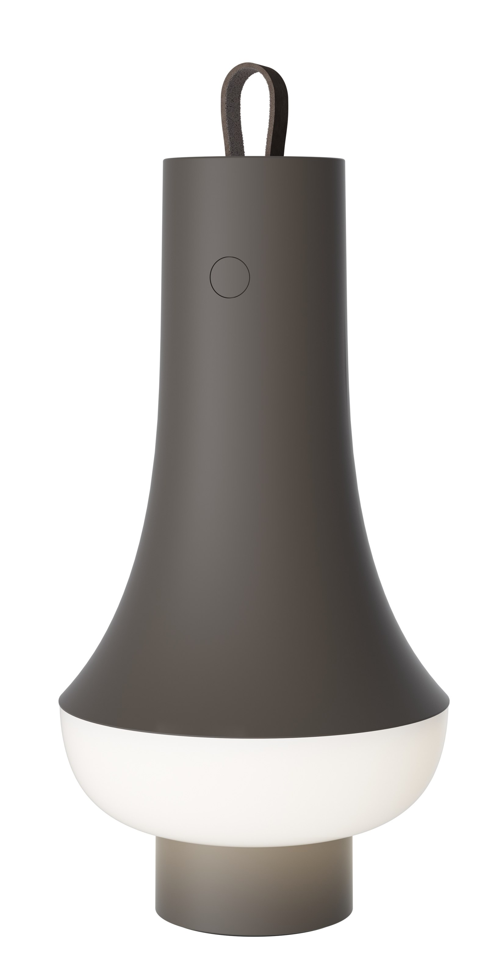 Tomoshi Akkuleuchte in Dunkelbraun: Moderne Tischleuchte von Louis Poulsen mit Tragegriff für den Innenbereich.