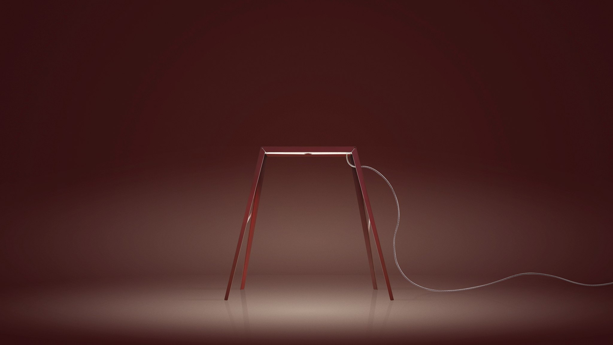 Rote Bridge Tischleuchte von Foscarini: Moderne Designerlampe für Nachttisch oder Schreibtisch.