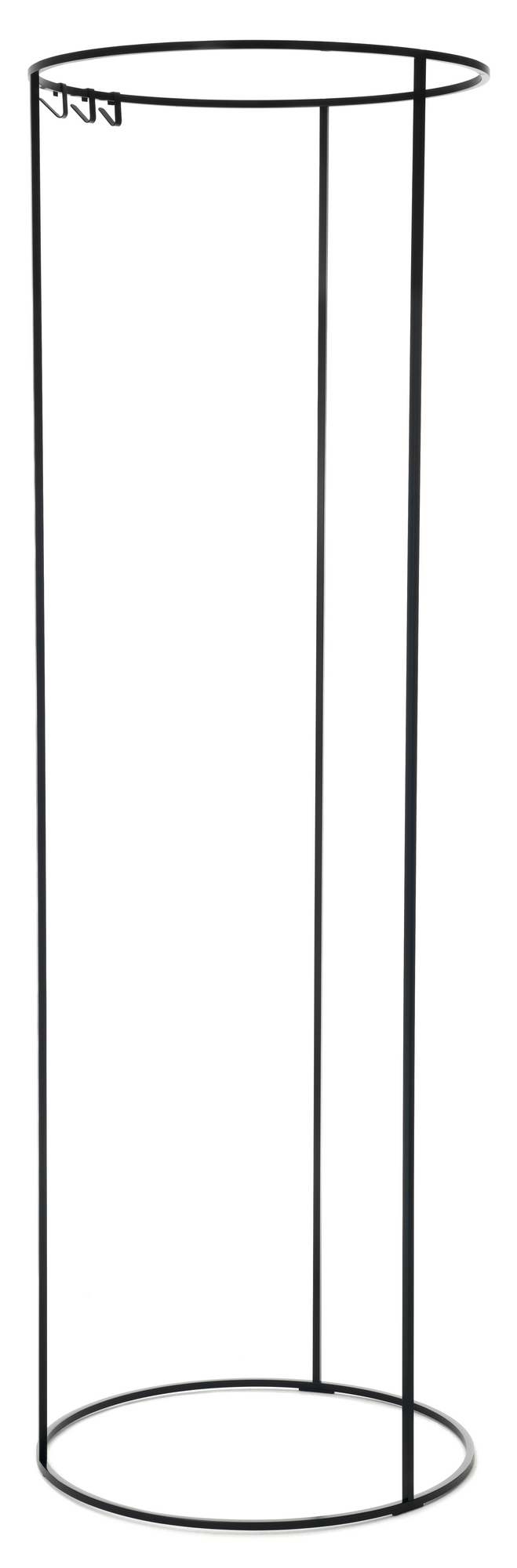 Schönbuch Rack Garderobenständer: Minimalistischer, schwarzer Kleiderständer mit Haken und runder Basis.