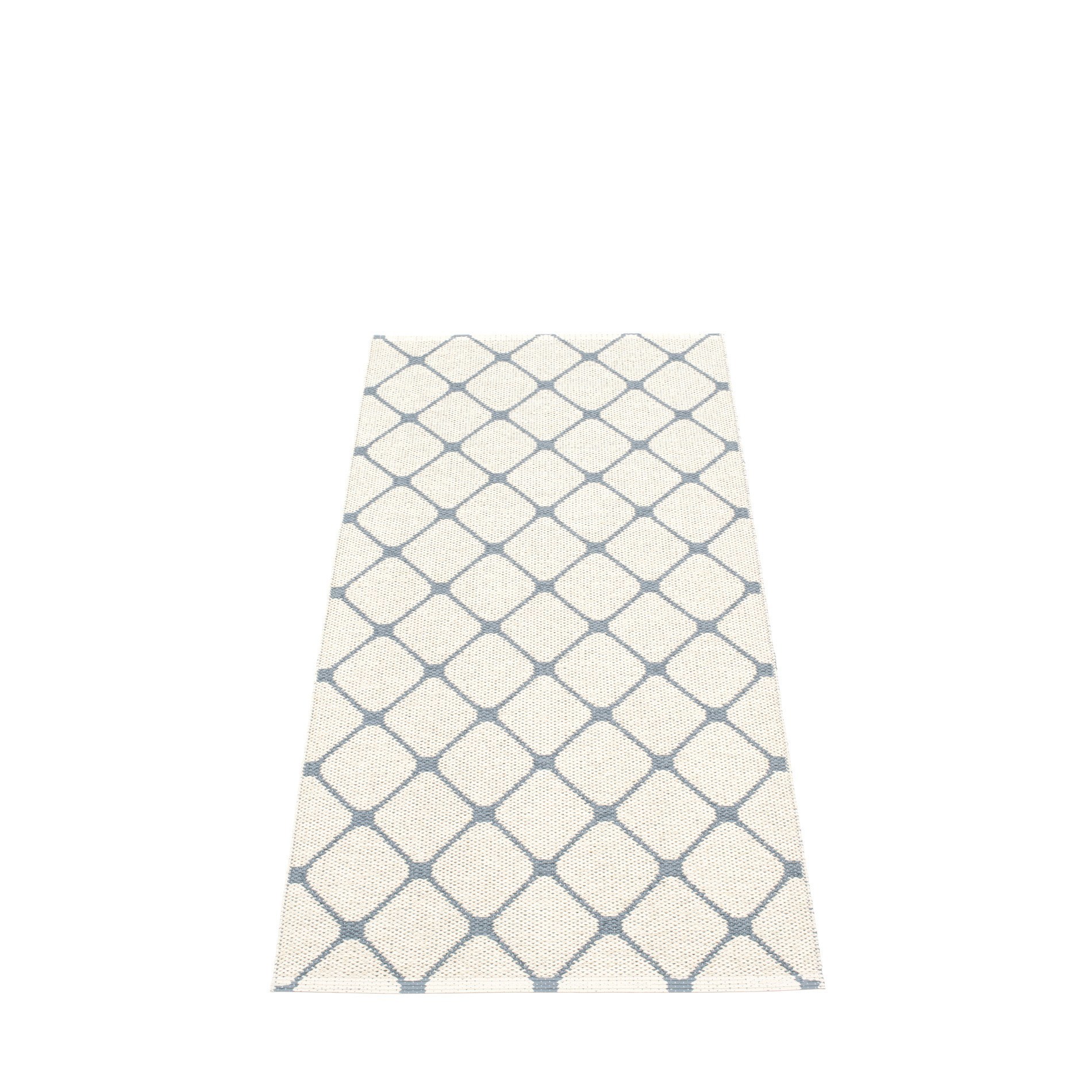 Pappelina Rex Kunststoffteppich in Storm-Vanille mit Rautenmuster, 70x160 cm, ideal für drinnen und draußen.