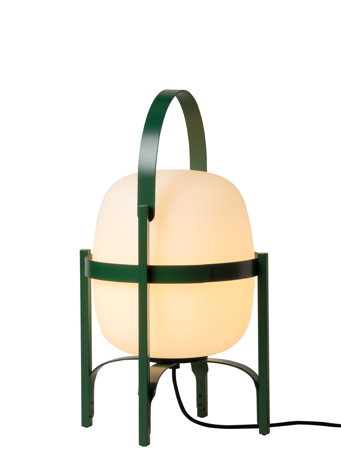 Cesta Outdoor Tischleuchte von Santa & Cole in English Green, moderne Gartenleuchte.
