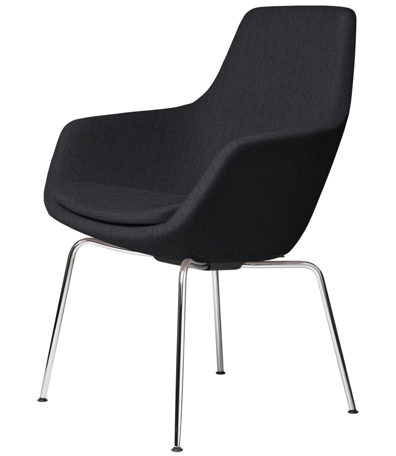 Schwarzer Little Giraffe Stuhl mit festem Bezug und verchromtem Stahlgestell von Fritz Hansen.