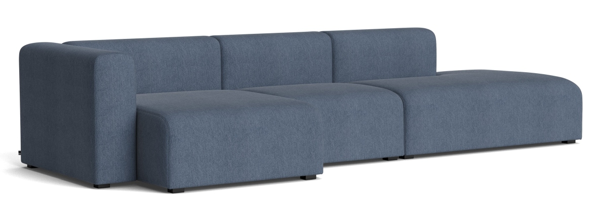 Mags Sofa 3-Sitzer Combination 4 mit Armlehne links Hay Stoff Turf Blau grau