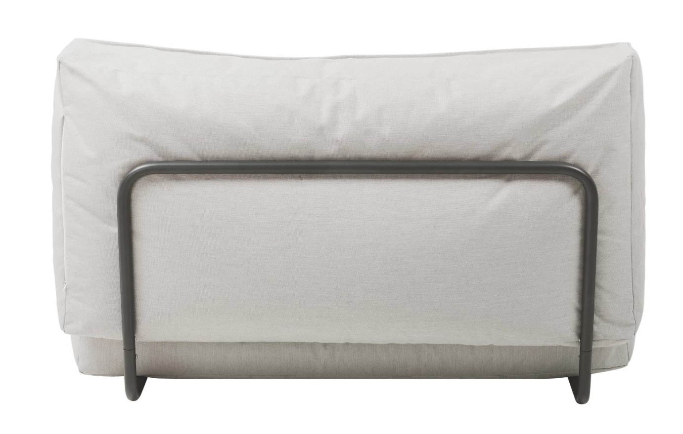 Rückansicht des Blomus Cloud Stay Day Bed Outdoor Tagesbetts mit grauem Metallrahmen.