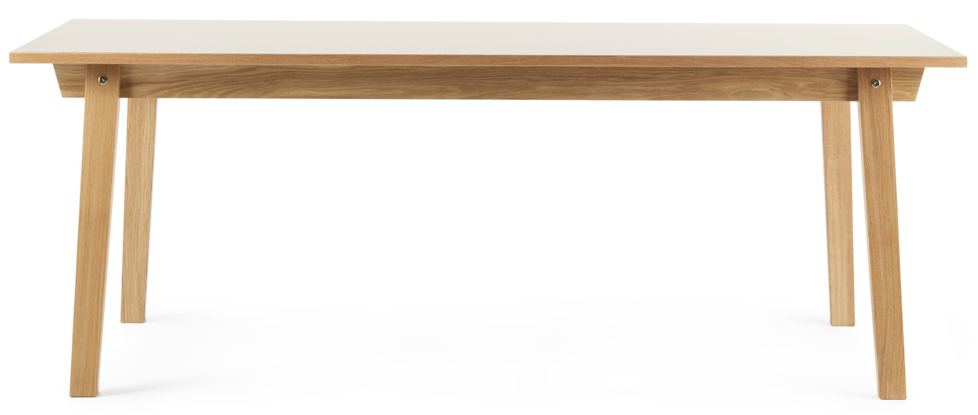 Slice Tisch von Normann Copenhagen: Heller Holztisch mit Linoleum Tischplatte.