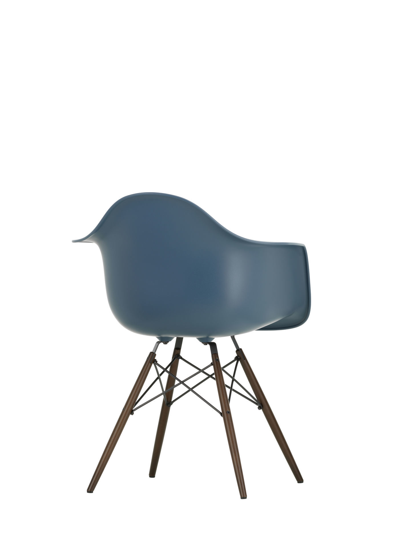 Eames Plastic Arm Chair DAW: Grüner Design Stuhl mit Esche-Holzbeinen von Vitra.