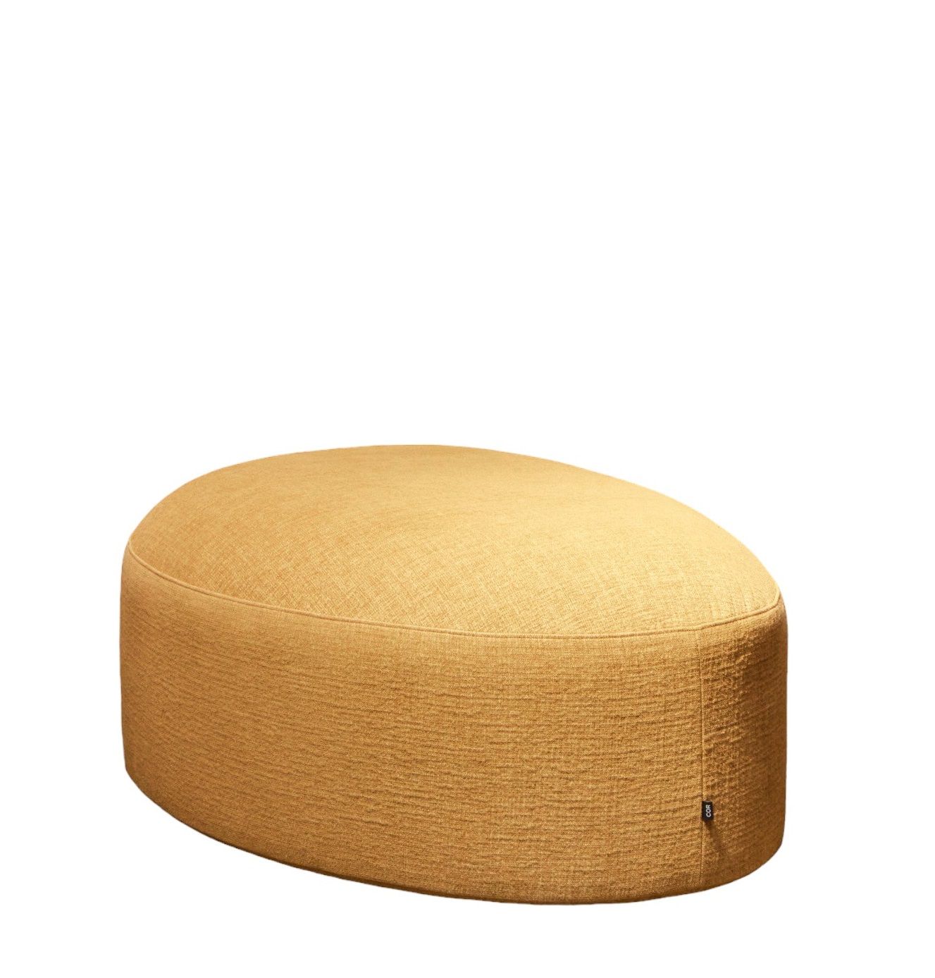 Goldener Siwa Hocker von Cor, ein moderner, ovaler Sitzhocker für Wohnzimmer und Lounge.