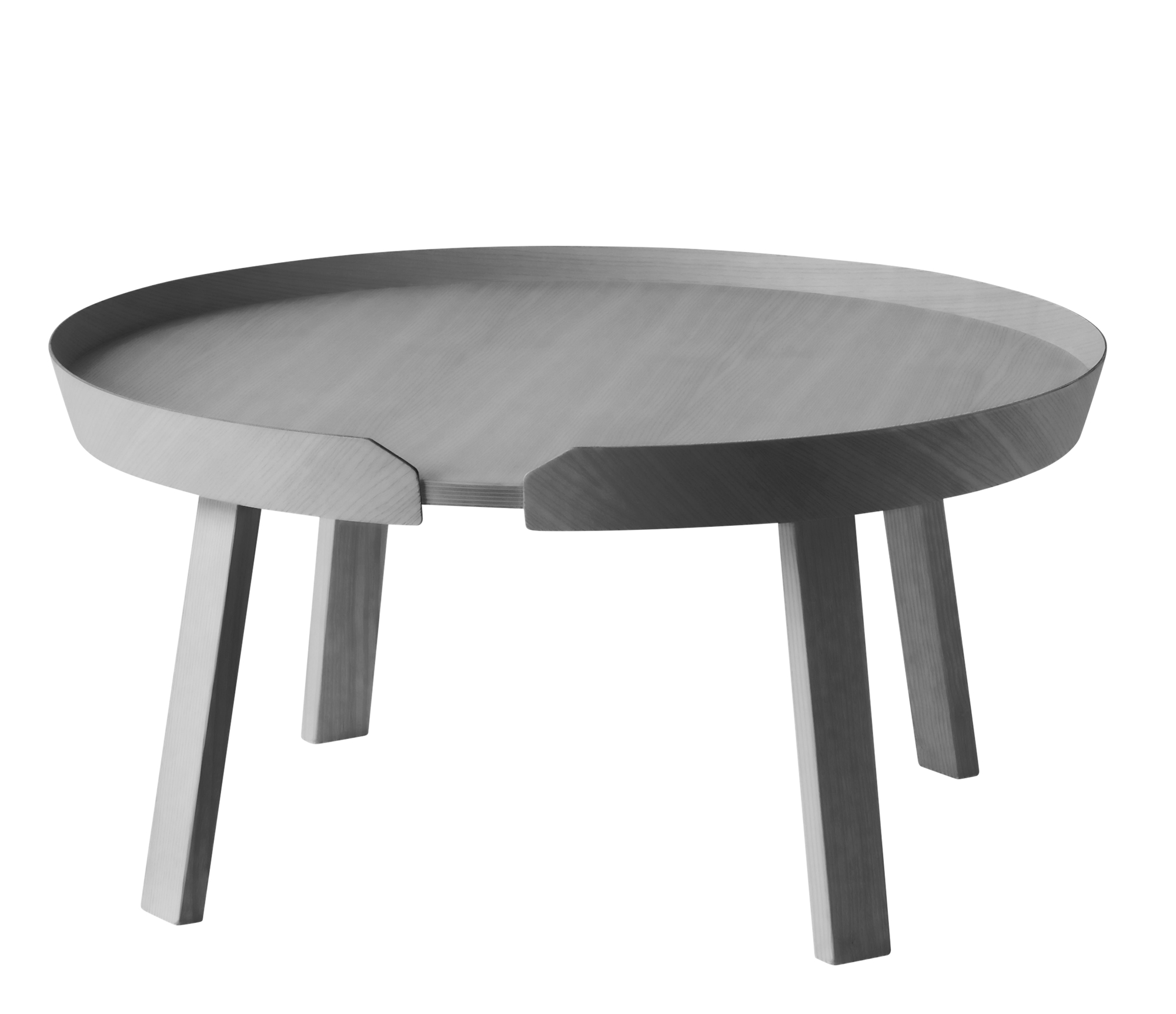 Muuto Around Couchtisch aus Eiche: Runder Holztisch mit drei Beinen für Wohnzimmer.