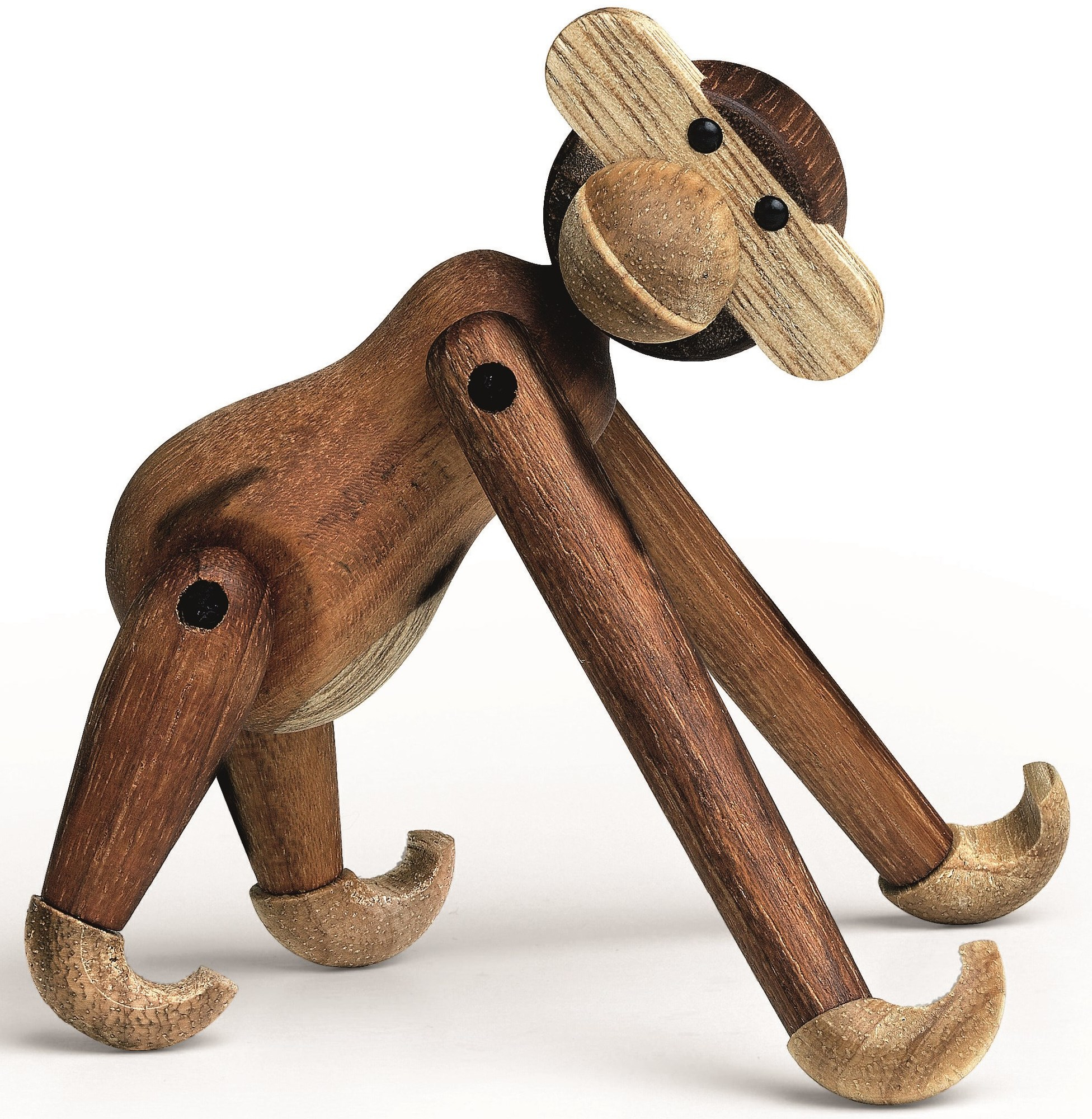 Detailaufnahme: Kay Bojesen Affe Holzfigur aus Teakholz, große Ausführung, Dänisches Design.