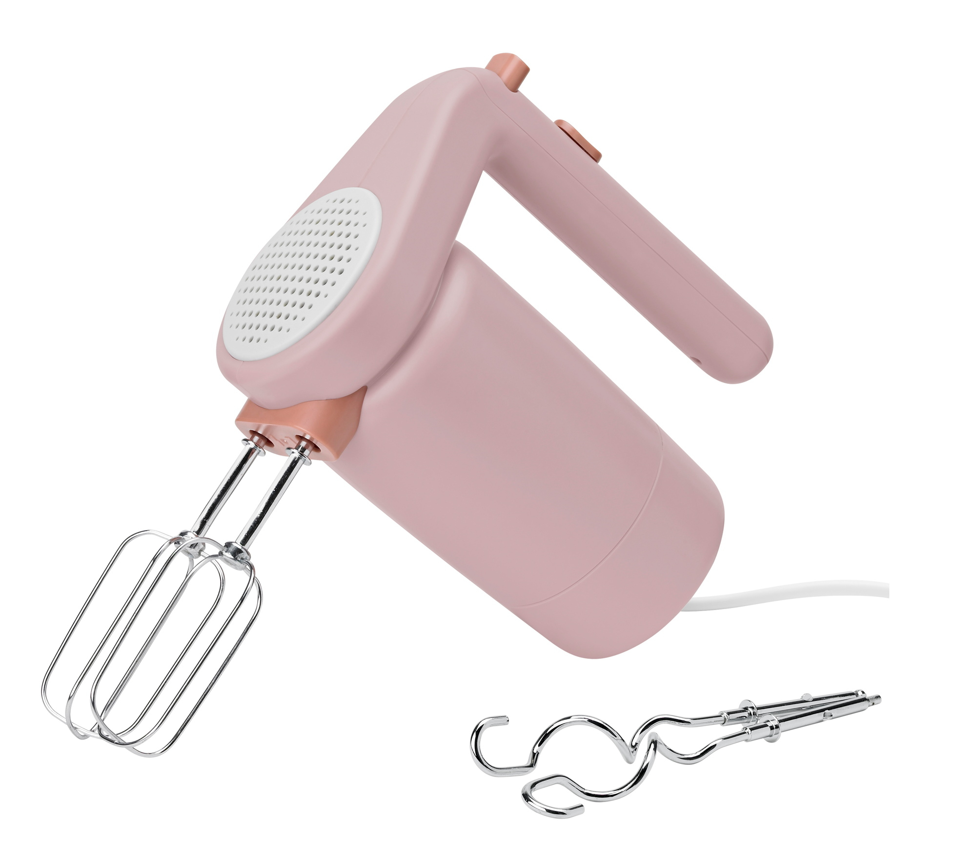 Foodie Hand Mixer in Hellrosa von RIG TIG by Stelton mit Rührbesen.