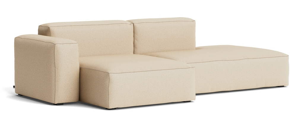 Mags Soft Sofa Low 2,5-Sitzer Combination 3 mit Armlehne links Hay Stoff Hallingdal 220 mit Beige Naht