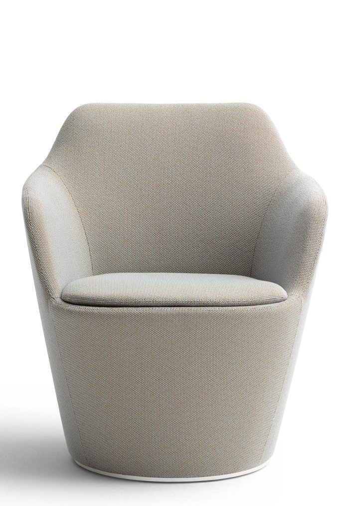 Beiger Flint Drehsessel von Cor mit Tellerfuß, moderner Sessel für Wohnzimmer und Büro.