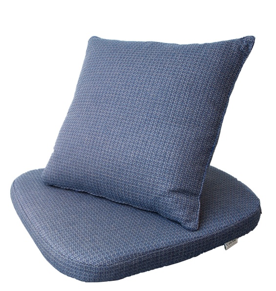Blauer Sitz Kissensatz für Cane-Line Moments Stuhl, Outdoor Sitzkissen und Rückenkissen.