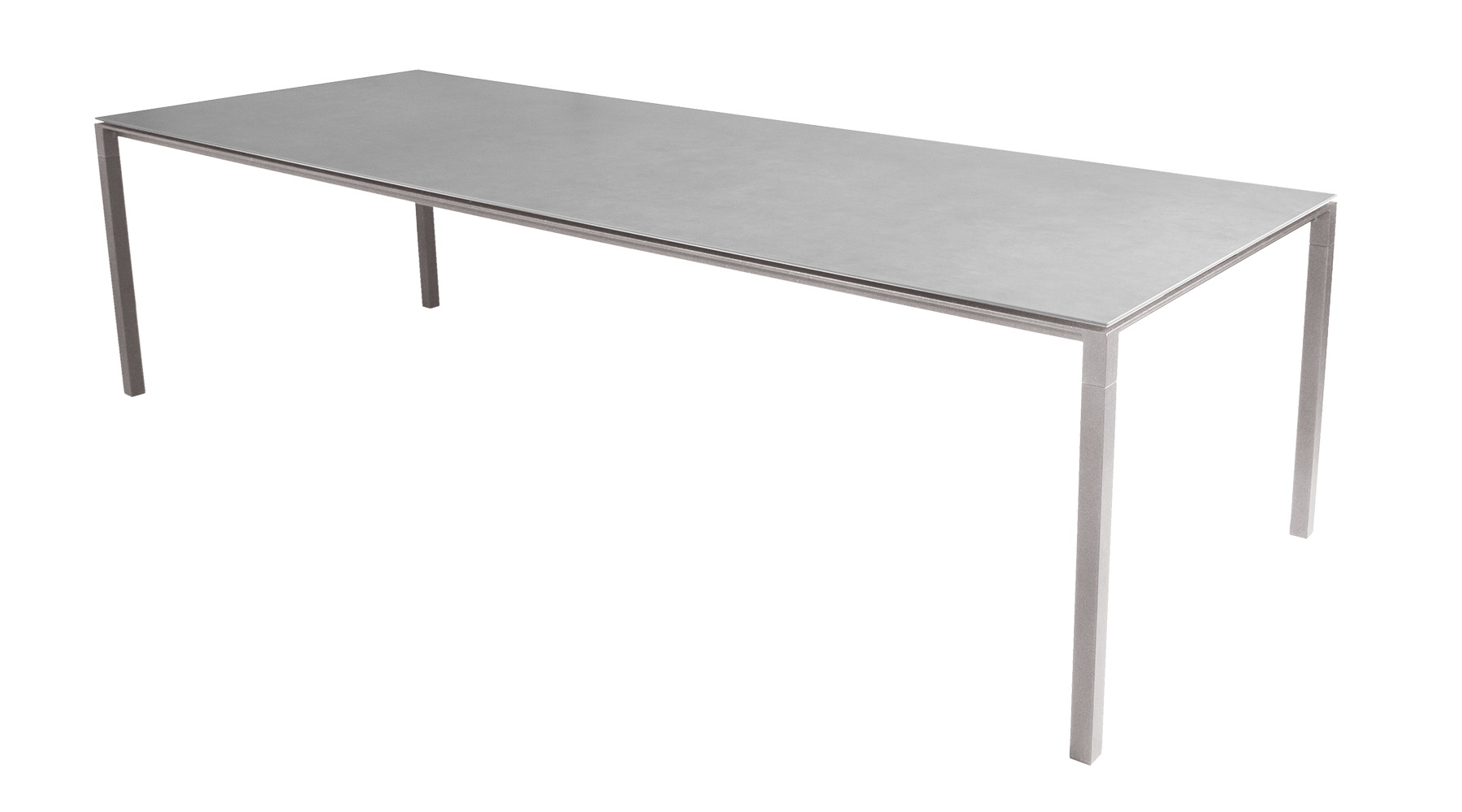 Pure Outdoor Esstisch von Cane-Line, groß, betongrau, modernes Design für Garten und Terrasse.