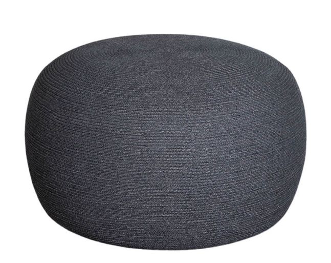 Dunkelgrauer Circle Hocker von Cane-Line, groß, runder Sitzhocker für Wohnzimmer und Terrasse.