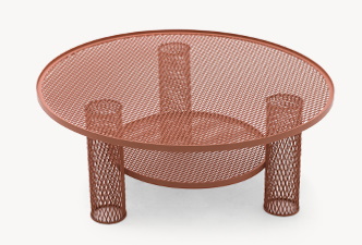 Net Beistelltisch von Moroso, groß, aus Metallgeflecht in Kupferrot. Moderner Design Beistelltisch.