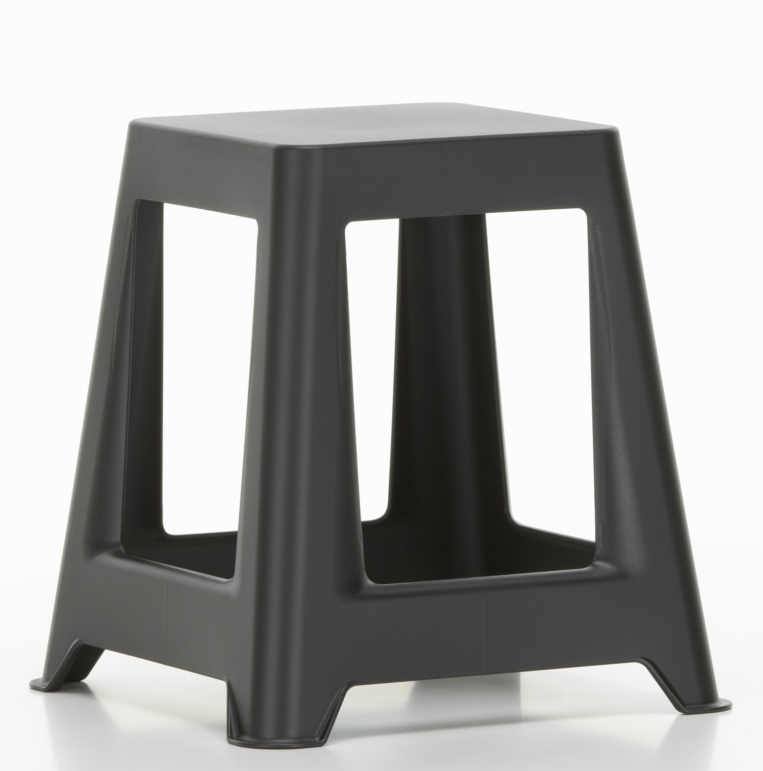 Dunkelgrauer Chap Hocker von Vitra Basic, ein moderner, minimalistischer Sitzhocker für Wohnräume und Büro.