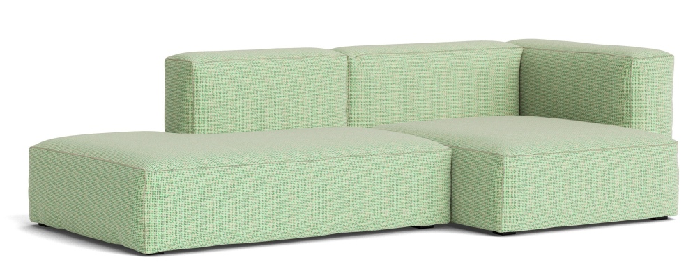 Mags Soft Sofa 2,5-Sitzer Combination 3 mit Armlehne rechts Hay Stoff Tartaglia Grün/Weiß mit Beige Stich