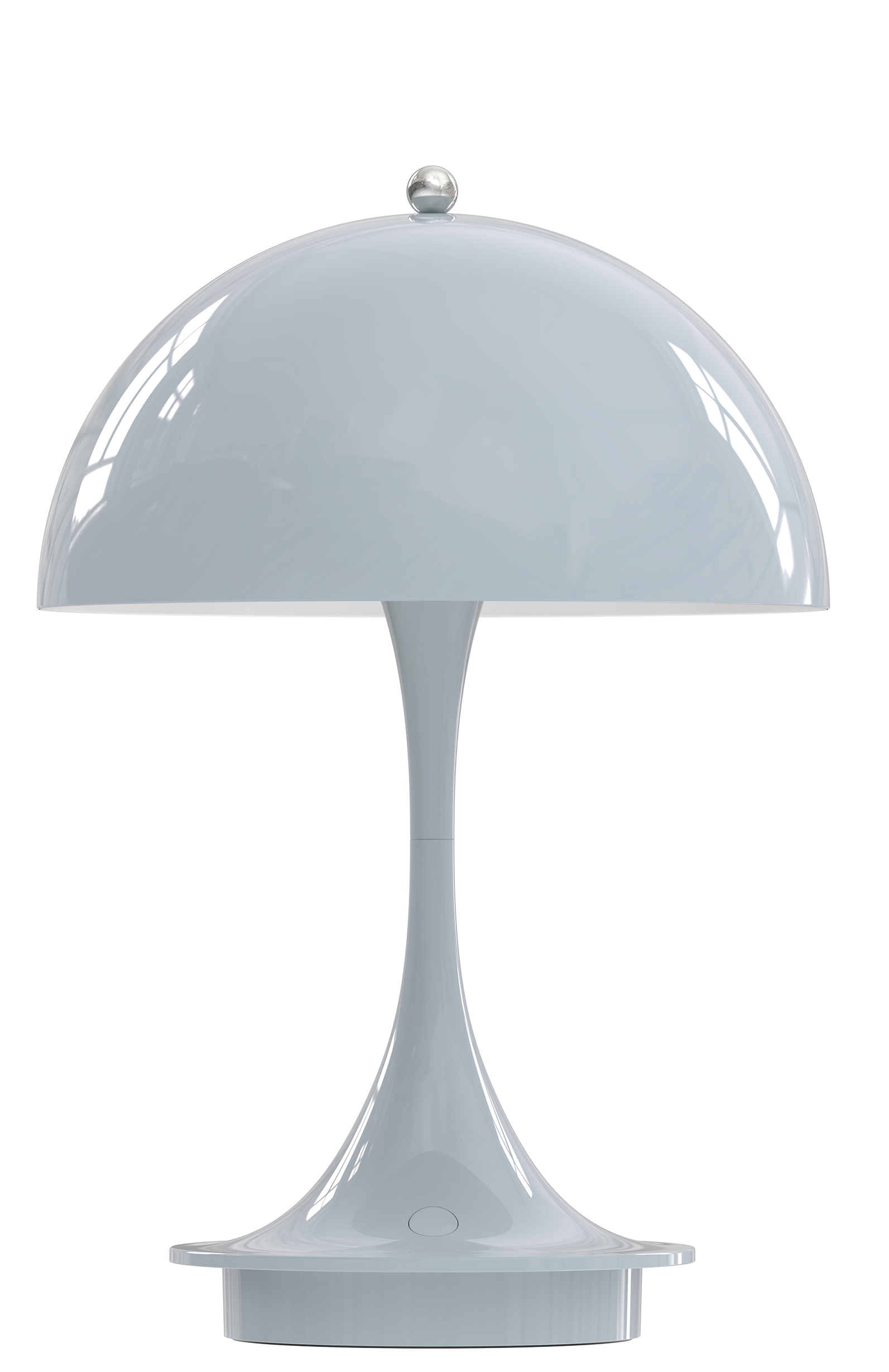 Panthella Tischleuchte in Blassblau: Tragbare LED-Lampe für Innen und Außen.