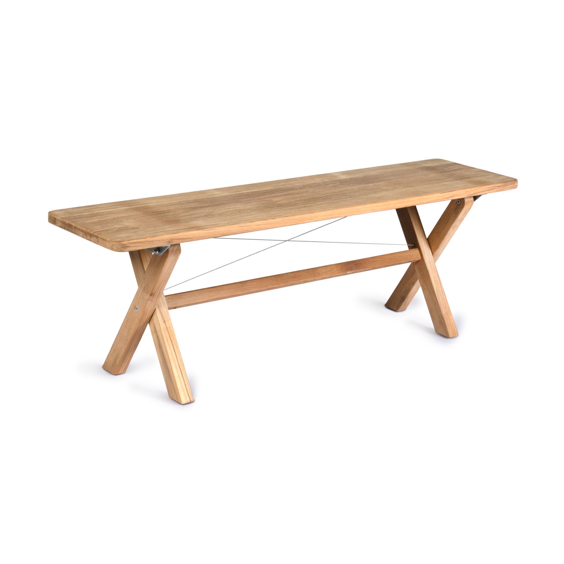 Weishäupl Cross Bank klappbar aus Teakholz für Garten und Terrasse, natürliche Holzoptik.