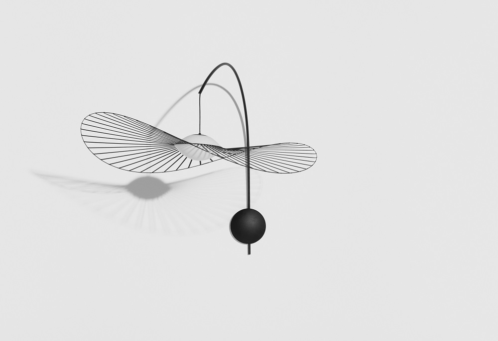 Vertigo Nova Wandleuchte von Petite Friture in Schwarz/Weiß, modernes Design mit filigranen Linien und indirektem Licht.