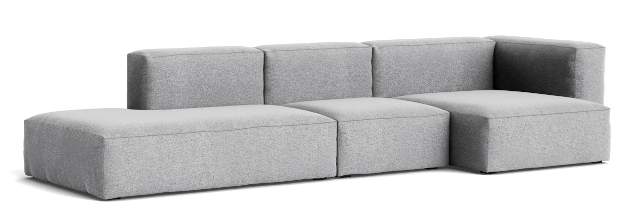 Mags Soft Sofa 3-Sitzer Combination 4 mit Armlehne rechts Hay Stoff Hallingdal 130 mit Beige Naht