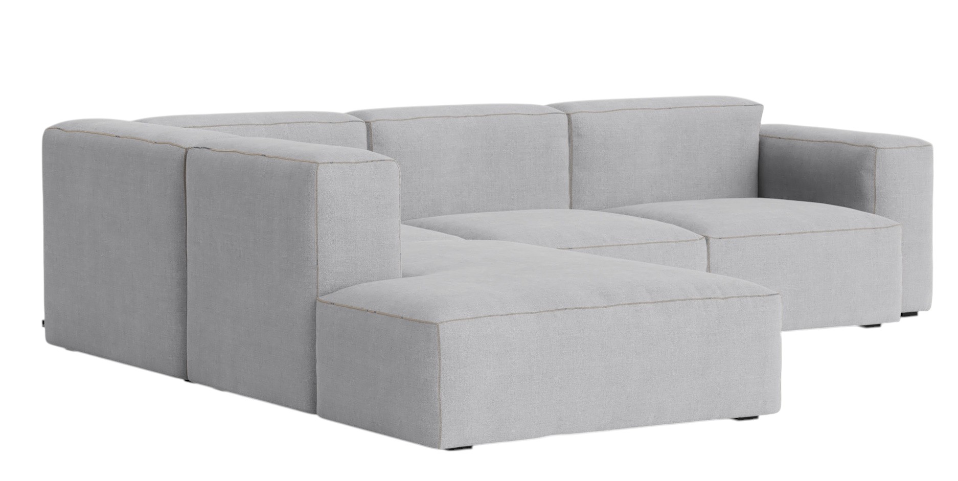 Helles Mags Soft Sofa Eckkombination mit niedriger Armlehne links von Hay, modernes Wohnzimmermöbel.