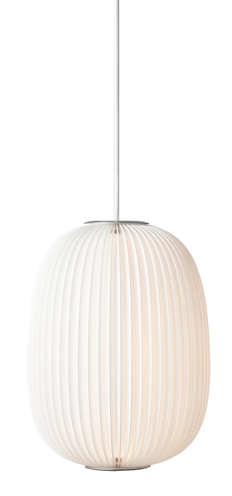 Weiße Lamella Pendelleuchte von Le Klint aus Aluminium, moderne Hängelampe für Wohnzimmer und Esszimmer.