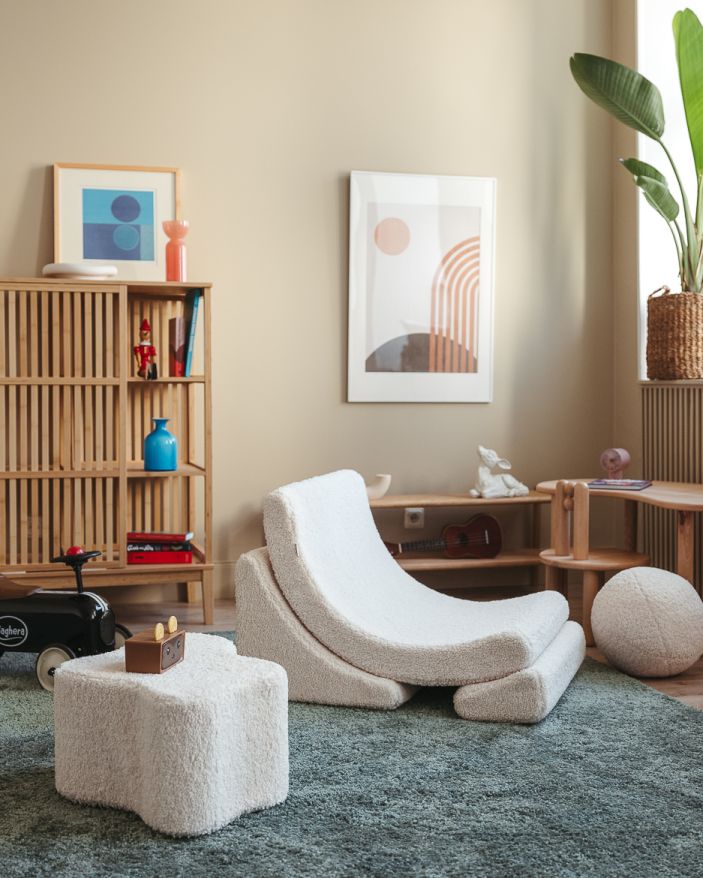 Mond Kindersessel Teddystoff Cremeweiß Wigiwama