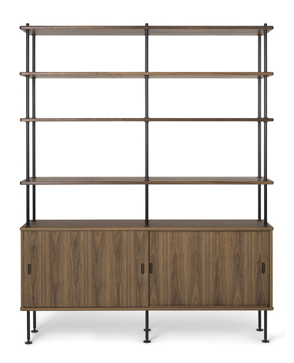 Borge Mogensen Schranksystem aus Walnuss von Carl Hansen & Søn mit Regalen und Schrank.