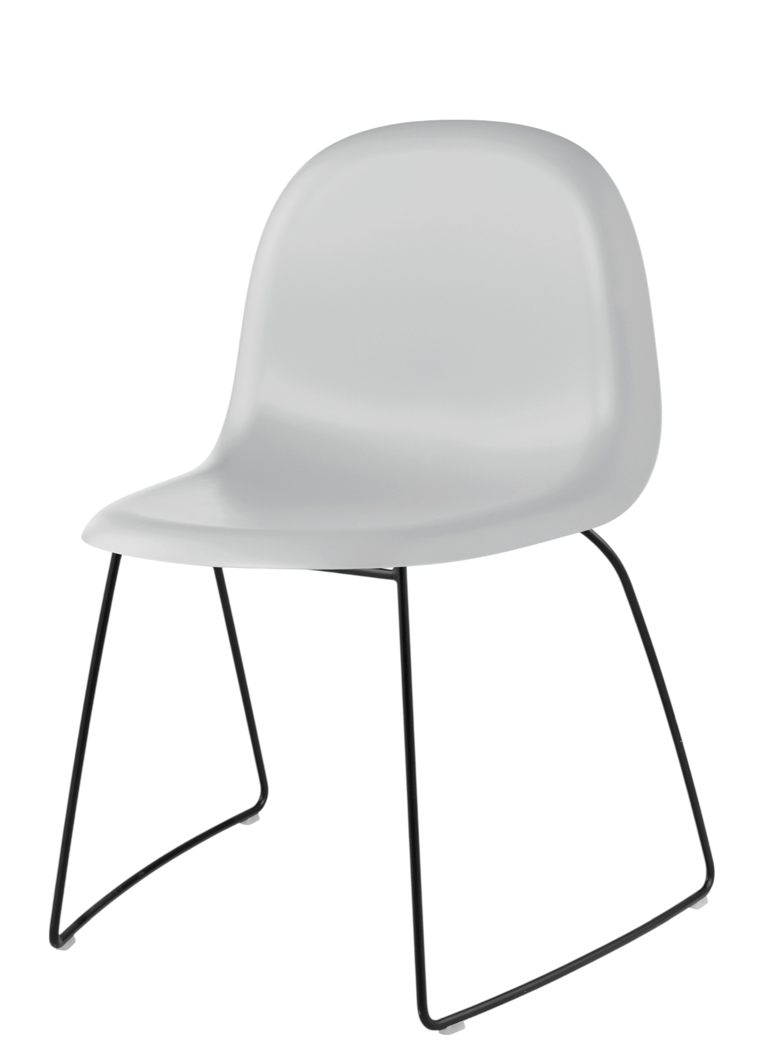 3D Esszimmerstuhl Kunststoff Lunar Gray - Sledge Base Kunststoffgleiter stapelbar Gubi