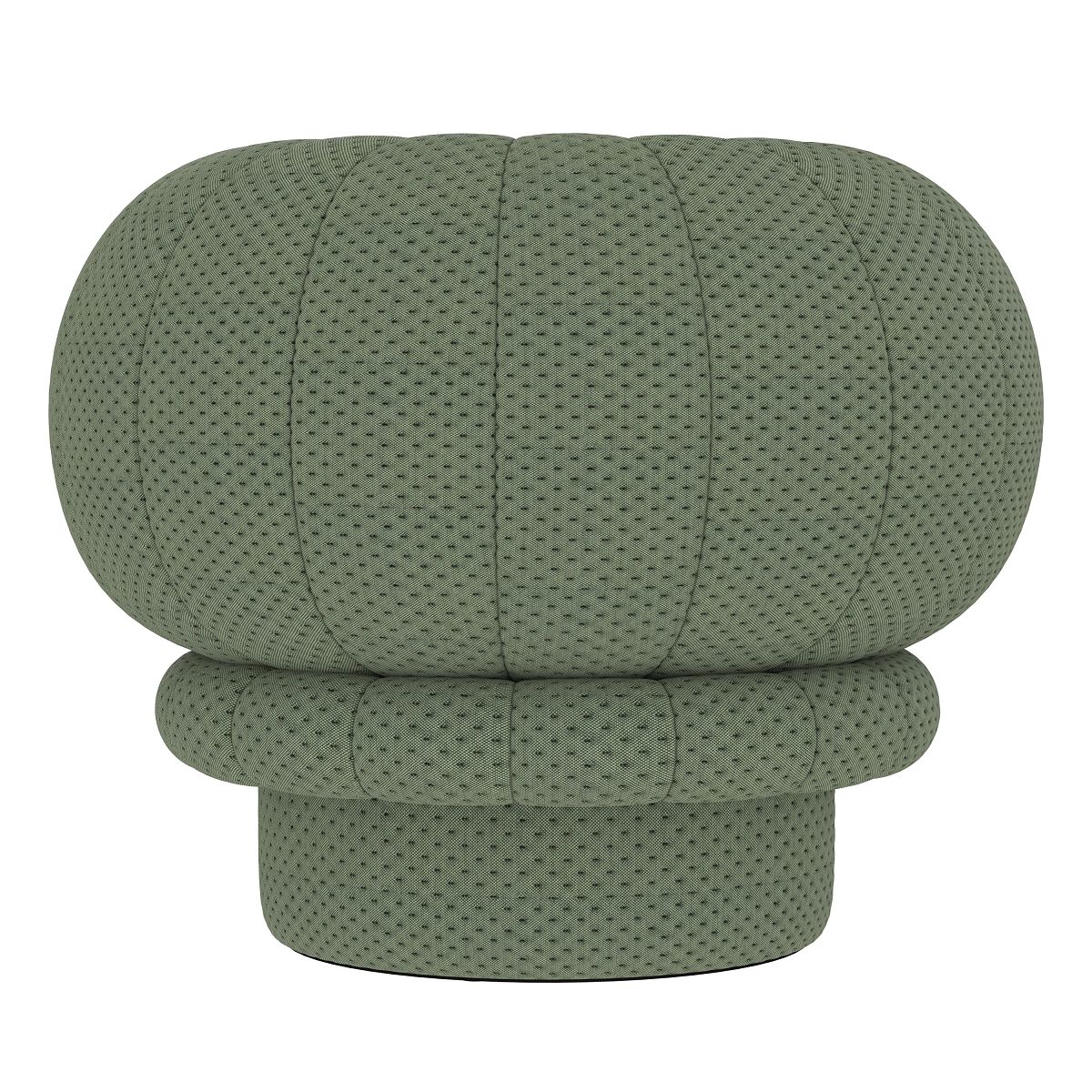 Grüner Claudie Pouf Hocker von Hartô, runder Sitzhocker mit Stoffbezug für Wohnzimmer und Schlafzimmer.