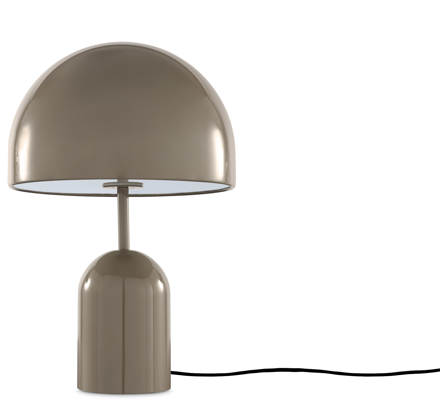 Bell Tischleuchte LED von Tom Dixon in Taupe: Moderne Designerlampe für Wohnzimmer und Schlafzimmer.