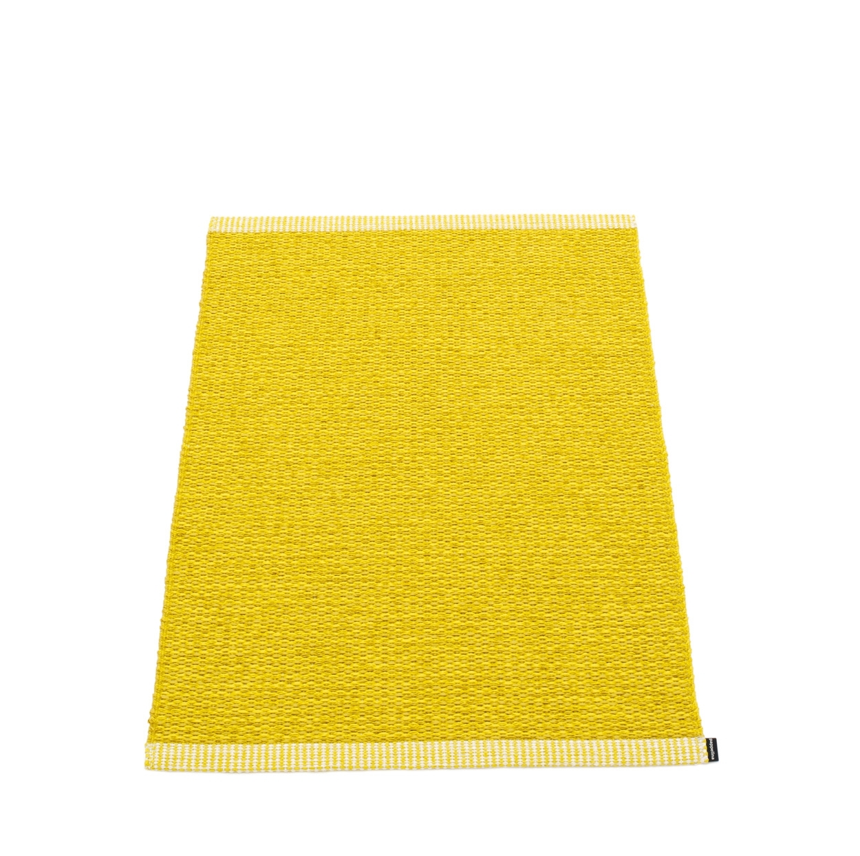 Senffarbener Pappelina Mono Kunststoffteppich, 60x85 cm, ideal für Küche und Bad. Strapazierfähiger, gewebter Teppich.