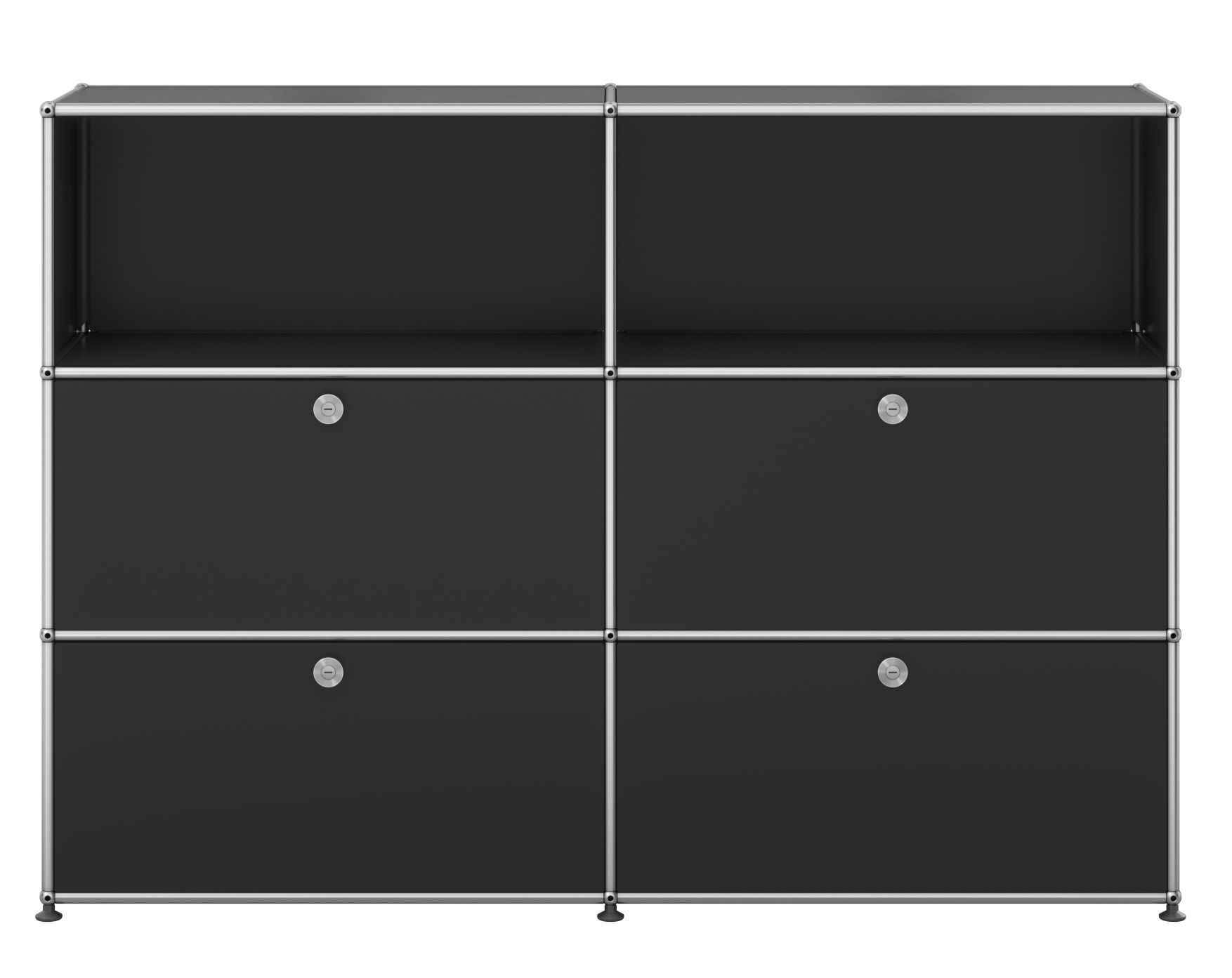 USM Haller Highboard 2 Offen / 2 Klappen / 2 Schubladen Graphitschwarz - FAST DELIVERY