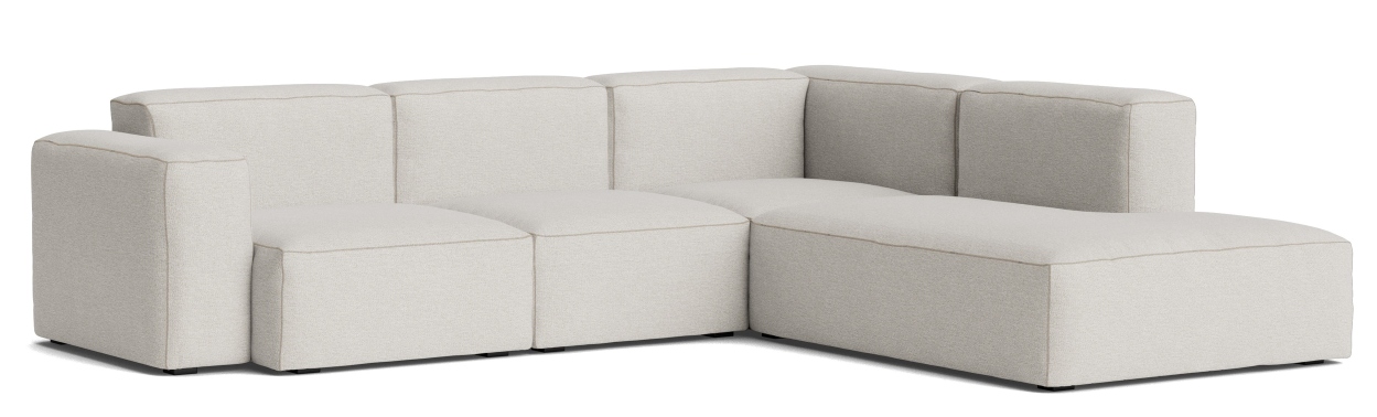 Helles Mags Soft Sofa Eckkombination mit niedriger Armlehne rechts von Hay, modernes Wohnzimmer Möbel.