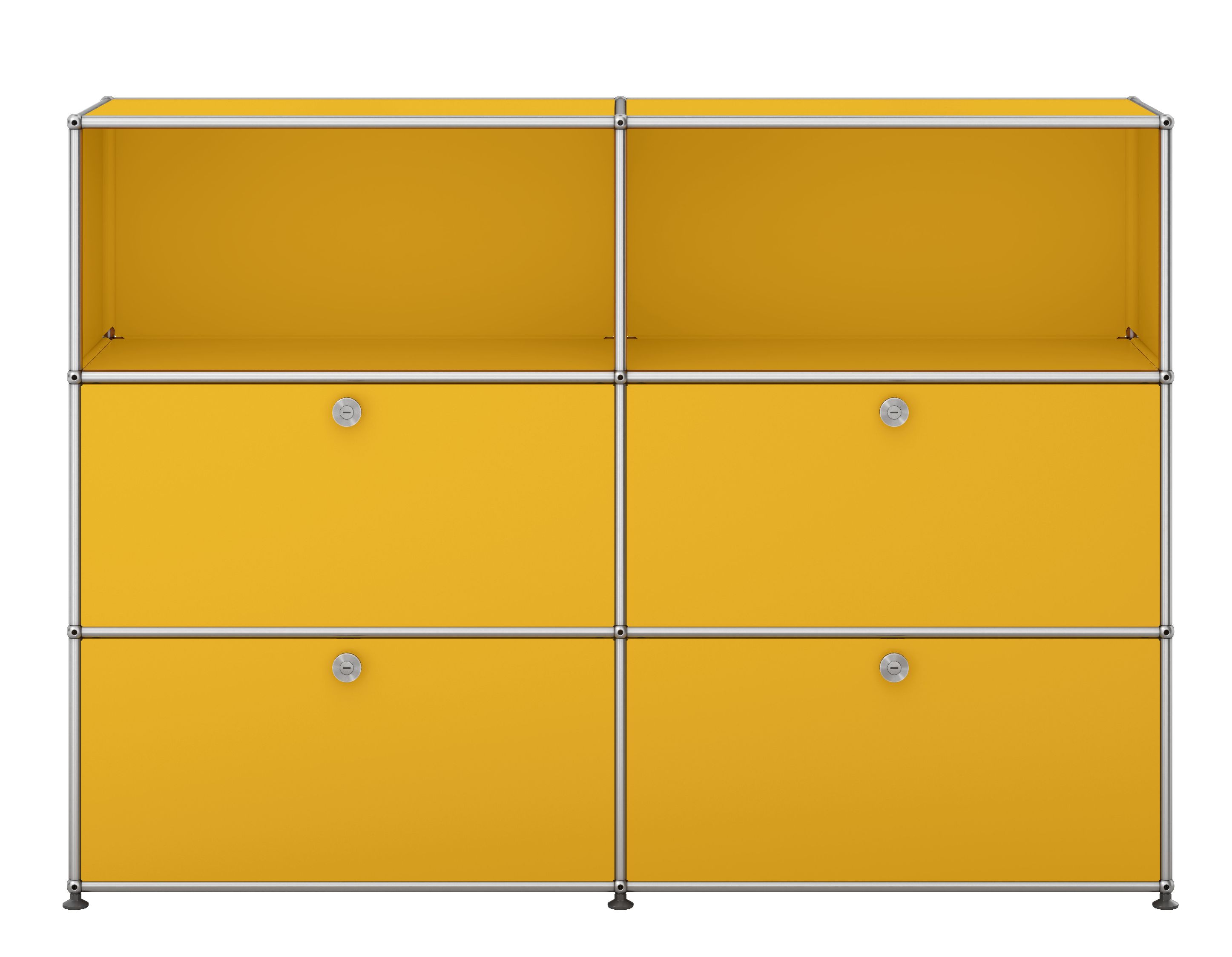 USM Haller Highboard 2 Offen / 2 Klappen / 2 Schubladen Goldgelb