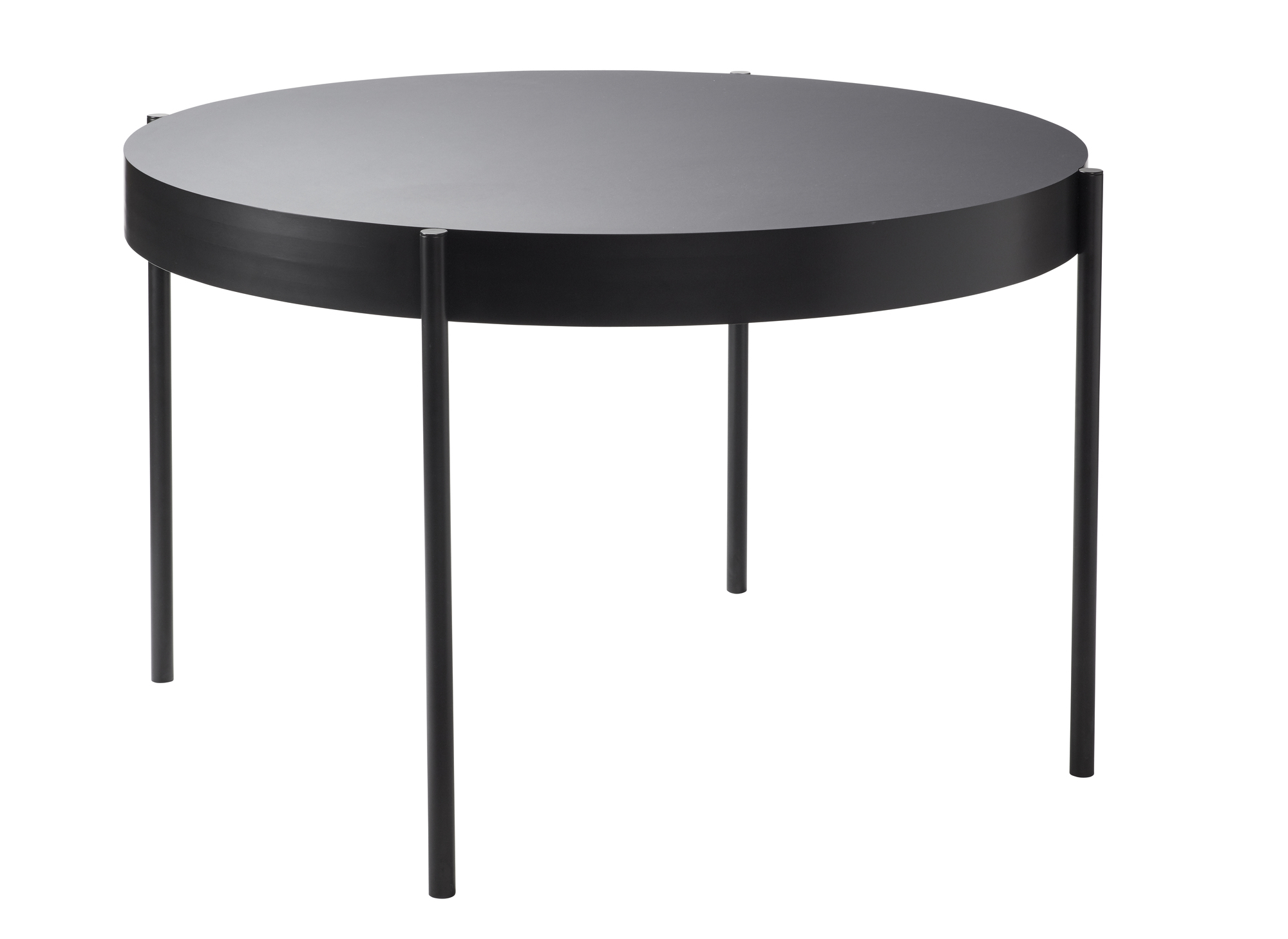 Schwarzer Series 430 Tisch von Verpan, runder Esstisch mit minimalistischem Design und vier Beinen.