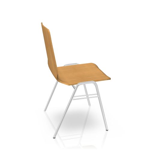 Fox Stapelstuhl von Brunner mit Holzschale und verchromtem Stahlgestell, ideal für Konferenzräume.