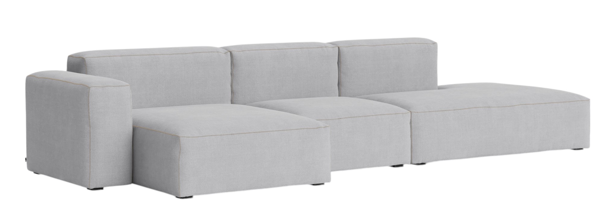 Helles Mags Soft Sofa von Hay, 3-Sitzer mit niedriger Armlehne links, modernes Design.