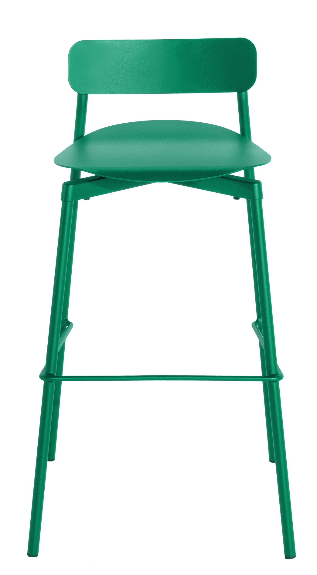 Mintgrüner Fromme Barstool Barhocker von Petite Friture, H 75 cm, mit Rückenlehne und Fußstütze.