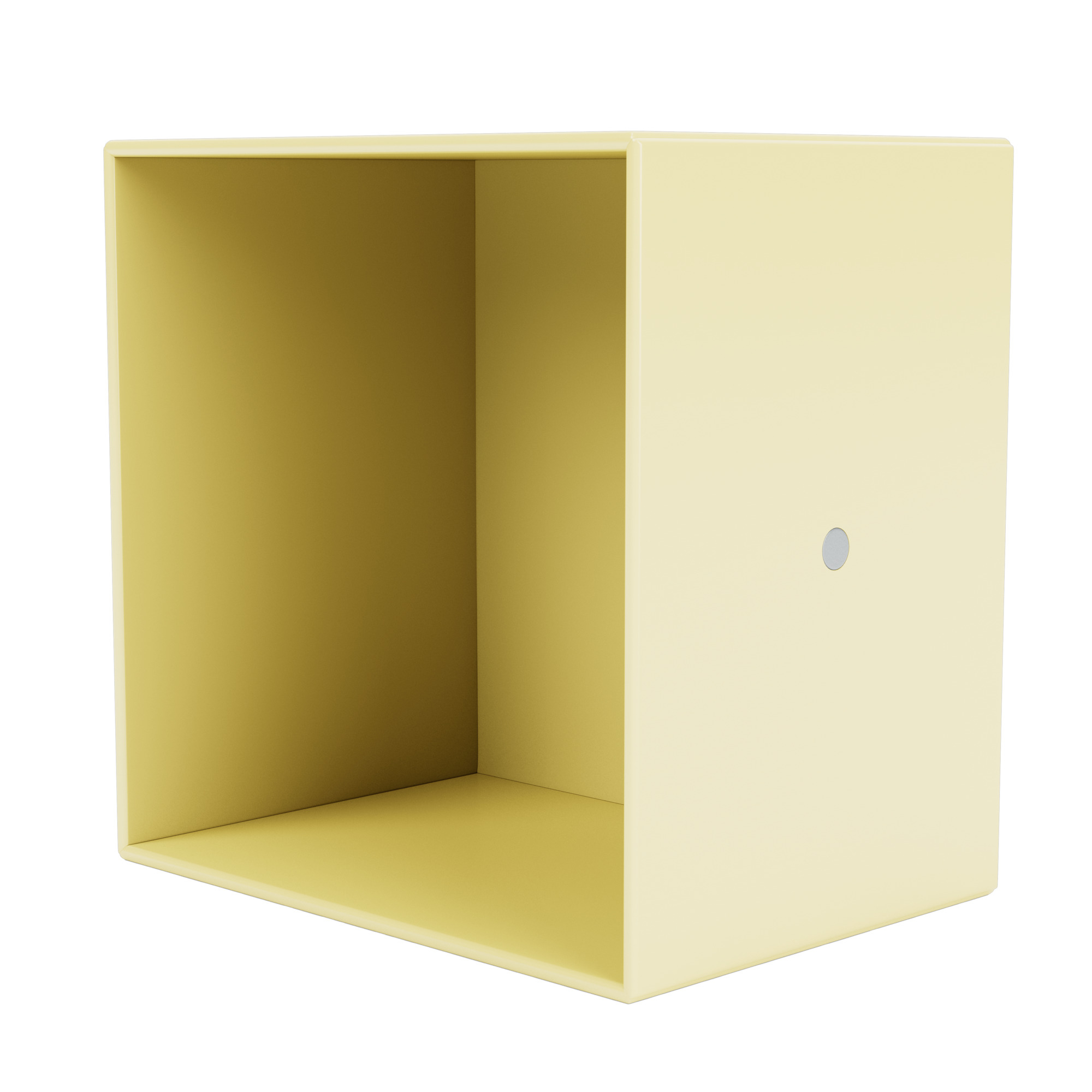 Beige Montana Mini Modul, offenes Regal zur Wandmontage oder als Nachttisch, modernes skandinavisches Design.