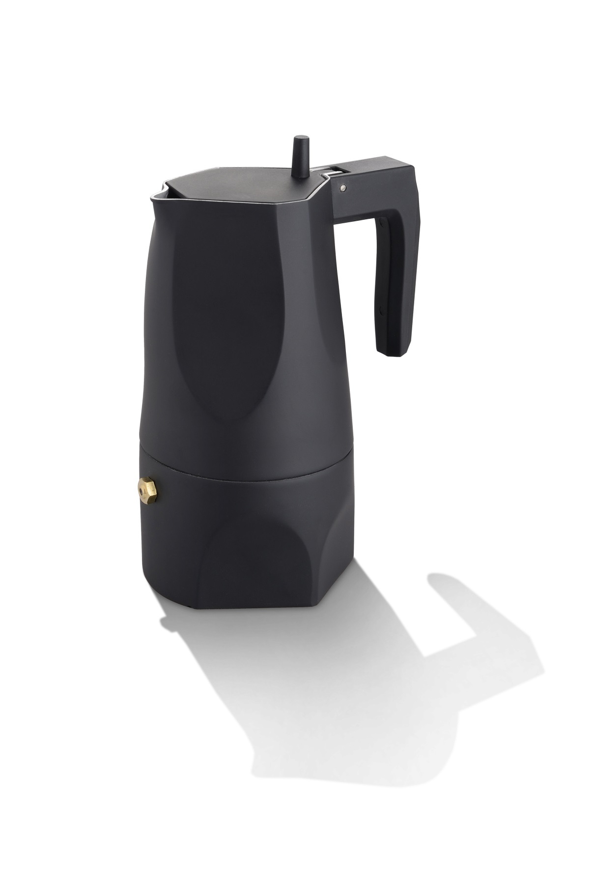 Schwarzer Alessi Espressokocher Ossidiana für die Zubereitung von aromatischem Mokka. Italienische Kaffeekultur für Zuhause.