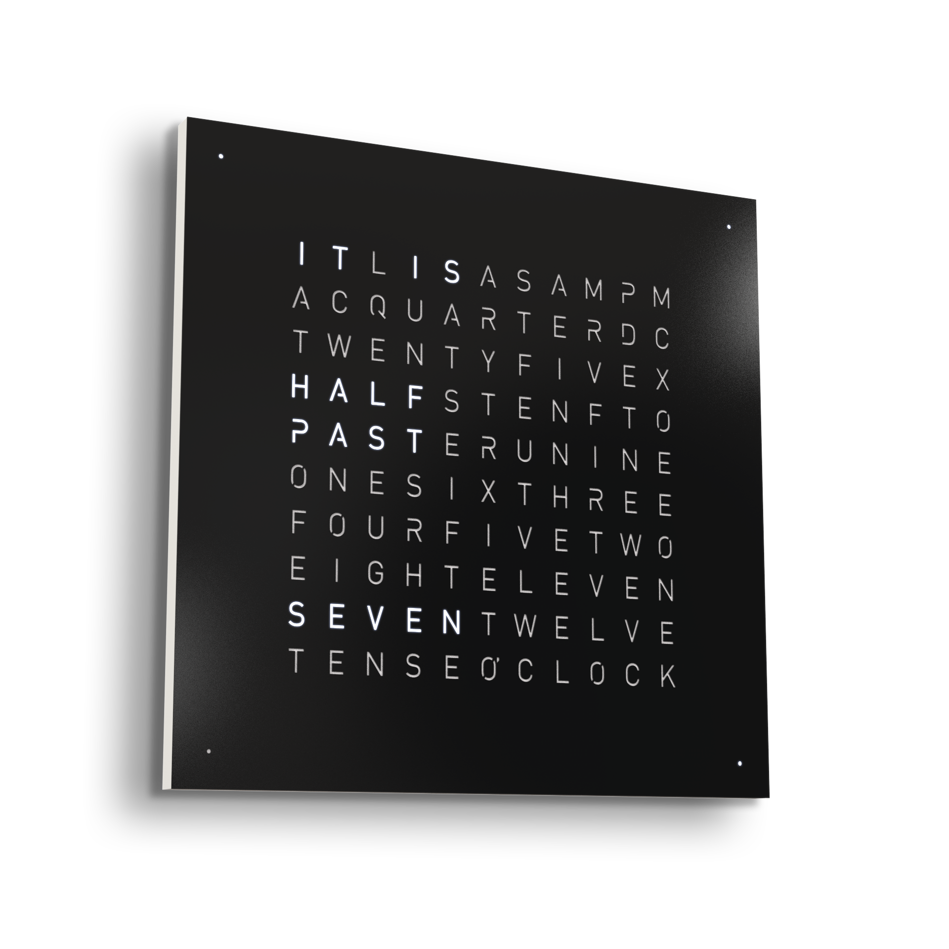 Earth 90 Steel Series Wanduhr / Zeitobjekt Englisch QLOCKTWO